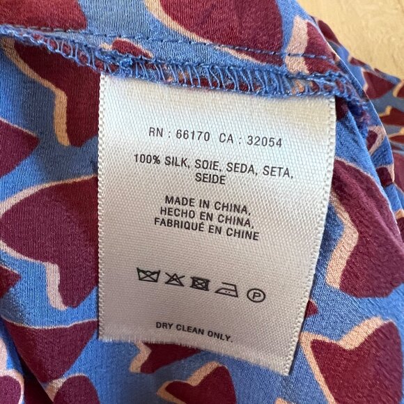 Maeve Anthropologie Blue Hearts Silk Blouse Kimono Style Size Small - Picture 11 of 14